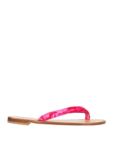 EMANUELA CARUSO Capri Tongs Fuchsia Cuir, Fibres textiles