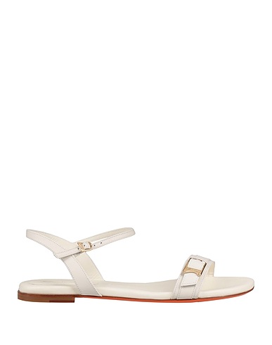 SANTONI サンダル ホワイト 革（なめし加工）