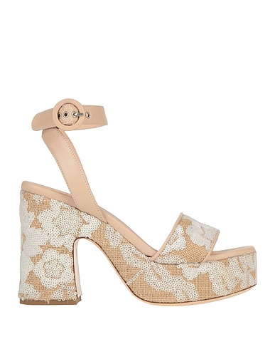 AGL Sandalen Beige Leder, Gewebefasern