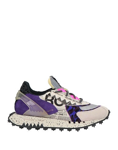 RUN OF Sneakers Light grey Leather, Textile fibres