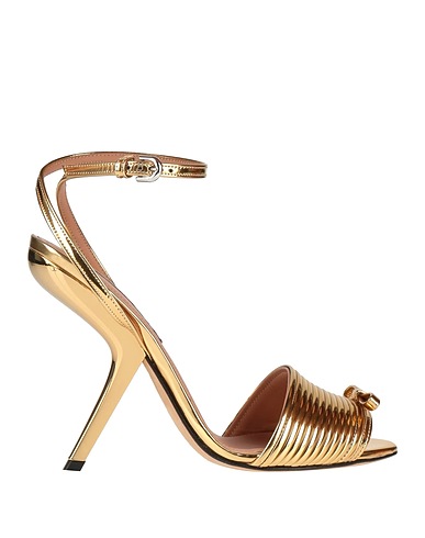 MARCO DE VINCENZO Sandals Gold Leather, Other Fibres