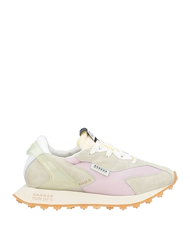 RUN OF Sneakers Beige Leather, Textile fibers