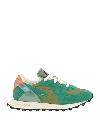 RUN OF Sneakers Green Textile fibers, Leather