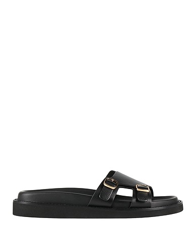 SANTONI サンダル ブラック 革（なめし加工）