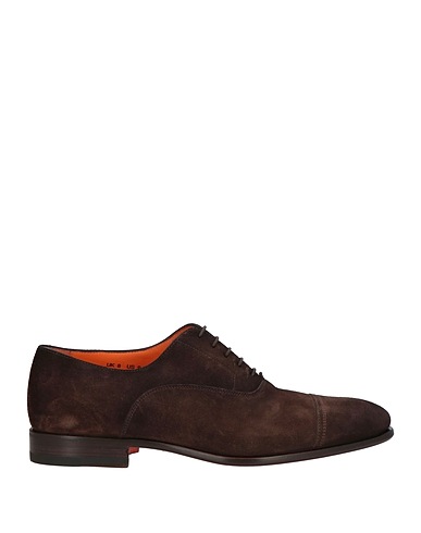 SANTONI Laced shoes Dark brown Leather