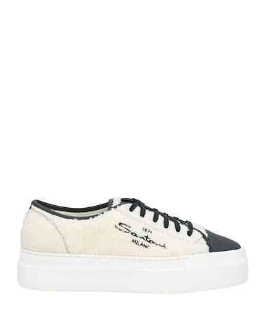 SANTONI Sneakers Black Leather, Textile fibres