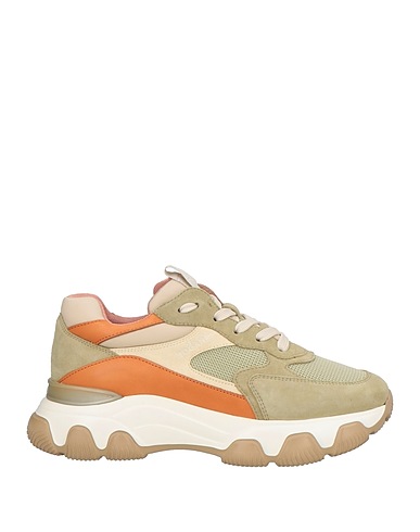 HOGAN Sneakers Sage green Leather, Textile fibres