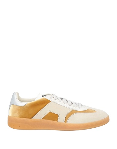 SANTONI Sneakers Moutarde Cuir, Fibres textiles