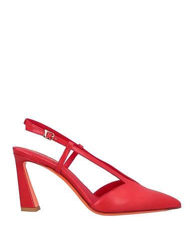 SANTONI パンプス レッド 革（なめし加工）