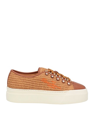 SANTONI Sneakers Brown Textile fibers, Leather