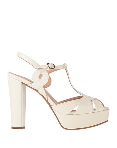 LORENZO MARI Sandals Cream Textile fibers