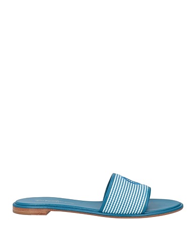 GIORGIO ARMANI Sandali Verde petrolio Pelle, Fibre tessili