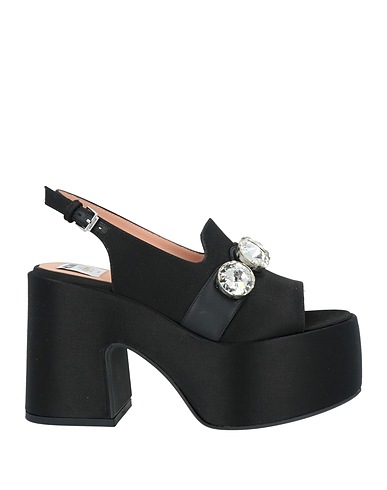 MOSCHINO Sandals Black Leather, Textile fibres