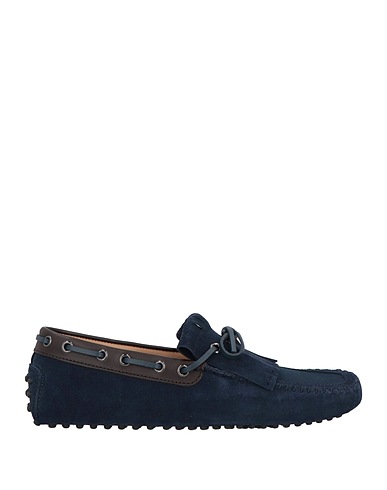 TOD'S Loafers Midnight blue Leather, Textile fibers