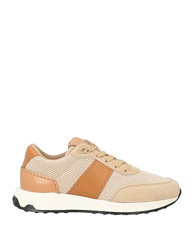 TOD'S Sneakers Beige Leather, Textile fibres
