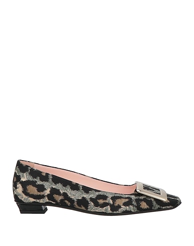ROGER VIVIER Ballet flats Grey Textile fibers, Leather