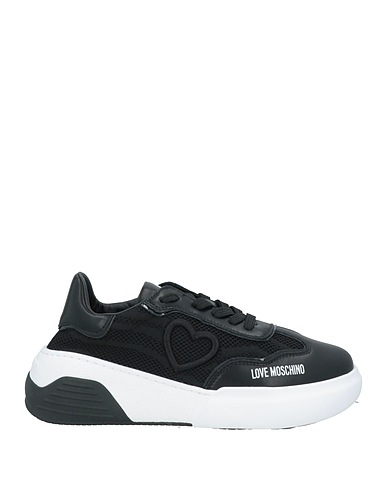 LOVE MOSCHINO Sneakers Black Calfskin, Textile fibres