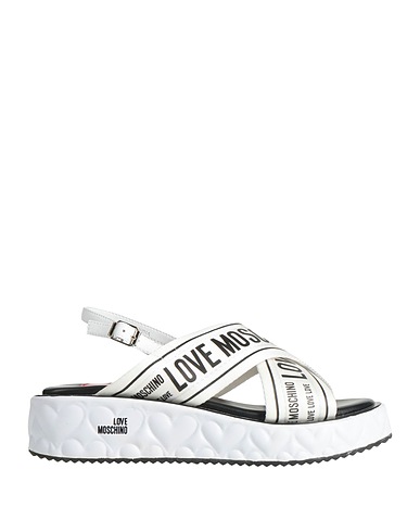 LOVE MOSCHINO Sandals White Textile fibres, Leather