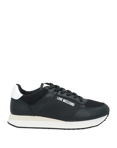 LOVE MOSCHINO Sneakers Black Leather, Textile fibres
