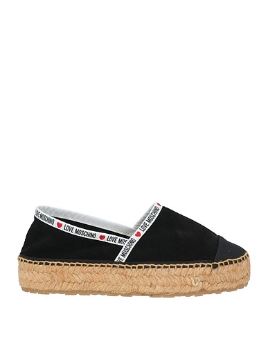 LOVE MOSCHINO Espadrilles Black Leather, Textile fibers