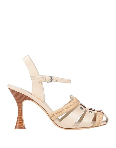 TORY BURCH Sandals Ivory Cowhide, Textile fibres