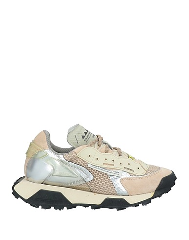 RUN OF Sneakers Beige Leather, Textile fibers