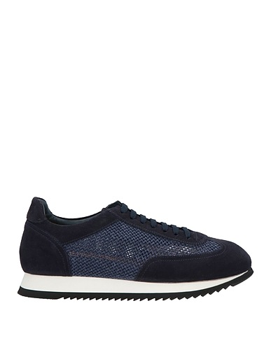 DOUCAL'S Sneakers Navy blue Leather, Textile fibres