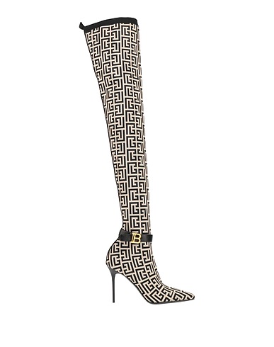 BALMAIN Boots Beige 90% Polyester, 6% Polyamide, 4% Elastane, Calfskin