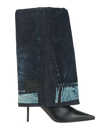 JEAN PAUL GAULTIER Boots X JIMMY CHOO Blue Leather, Textile fibers