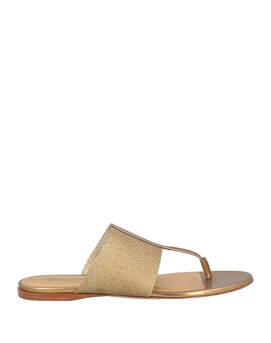 GIORGIO ARMANI Sandalias de dedo Oro Cuero, Otras Fibras