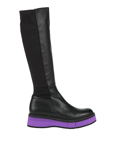 PALOMA BARCELÓ Boots Black Leather, Textile fibers