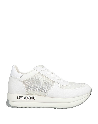 LOVE MOSCHINO Sneakers White Leather, Textile fibres