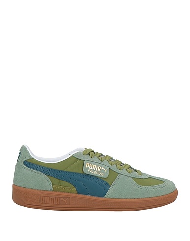 PUMA Sneakers Military green Leather, Textile fibres