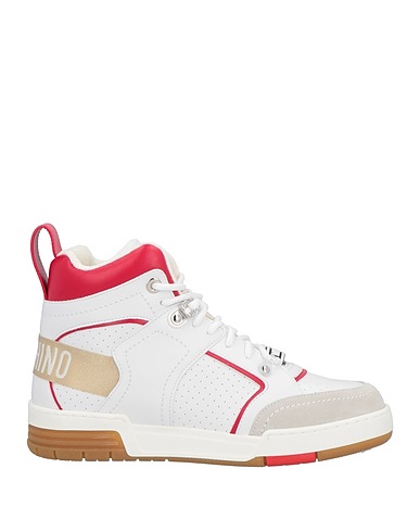 MOSCHINO Sneakers White Leather, Textile fibres