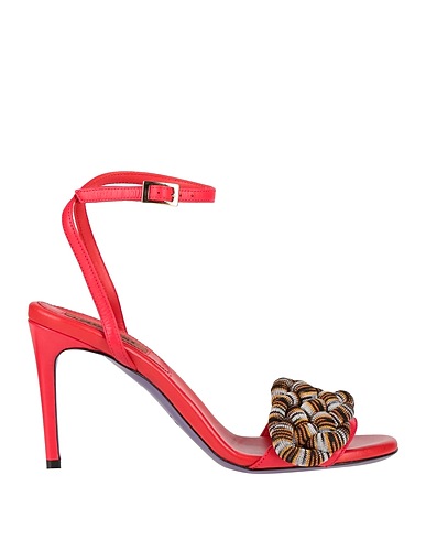 MISSONI Sandals Red Textile fibers, Leather