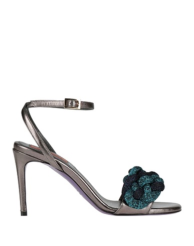 MISSONI Sandali Piombo Fibre tessili, Pelle