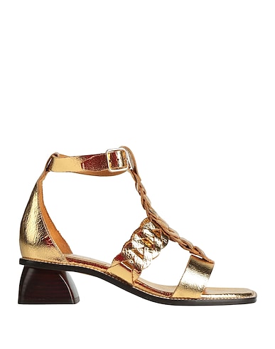 SANDRO Sandals Gold Leather