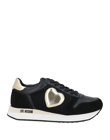 LOVE MOSCHINO Sneakers Black Leather, Textile fibres