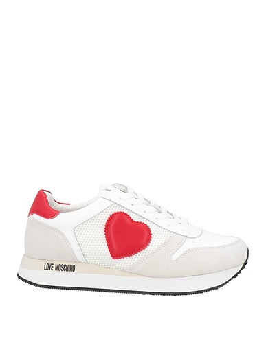 LOVE MOSCHINO Sneakers White Leather, Textile fibers