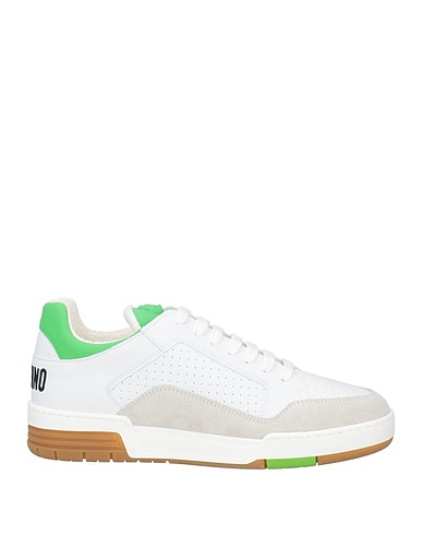 MOSCHINO Sneakers White Leather, Textile fibres