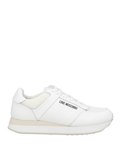 LOVE MOSCHINO Sneakers White Leather, Textile fibres
