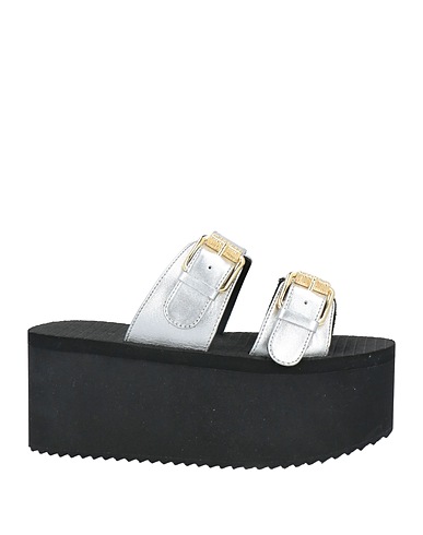 MOSCHINO Sandals Silver Leather