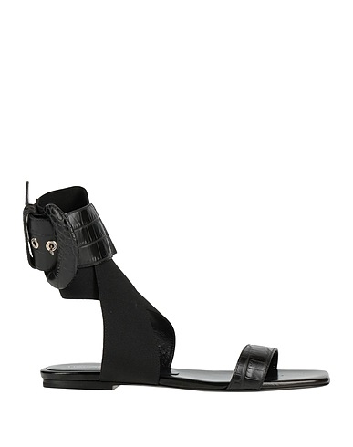ERMANNO SCERVINO Sandals Black Leather, Textile fibres