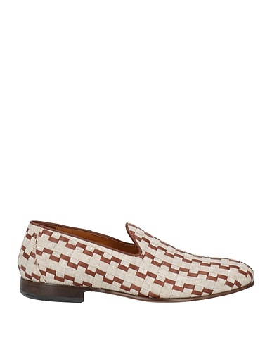 MICH SIMON Loafers Beige Leather, Textile fibers