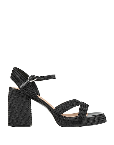 CASTAÑER Sandals NERO Textile fibers, Leather