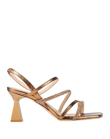 PREGUNTA Sandals Bronze Textile fibers