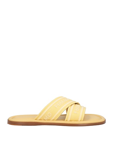 FERRAGAMO Sandals Pastel yellow Textile fibres