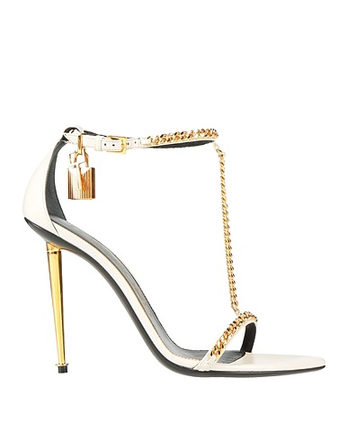 TOM FORD Sandals White Goat skin, Aluminium, Zamak, Brass