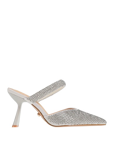 TWENTY FOUR HAITCH Mules and clogs Silver Textile fibers