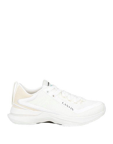 LANVIN Sneakers Weiß Leder, Gewebefasern, Andere Fasern